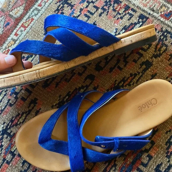 Chloé blue fur sandals - Picture 4 of 4